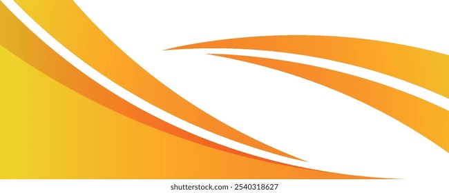 Banner dinâmico apresentando linhas curvas laranja e amarela em um plano de fundo gradiente. Ideal para anúncios, brochuras,