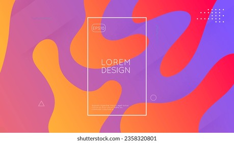 Banner dinámico. Forma de Memphis púrpura. Formas de degradado. Fondo Fluido De Arte. Presentación Geométrica de Onda. Página horizontal. Página de aterrizaje plano. Concepto de moda. Banner dinámico magenta