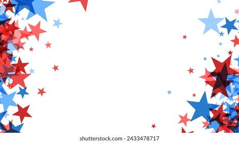 A dynamic banner with red, white, and blue stars sprinkled across, perfect for American holidays and celebrations.