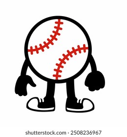 A dynamic "Baseball Ball Mascot Character 7" in cartoon vector style, ideal for sports branding, team logos, and promotions, adding a fun and spirited touch to any design.