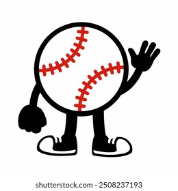 A dynamic "Baseball Ball Mascot Character 9" in cartoon vector style, ideal for sports branding, team logos, and promotions, adding a fun and spirited touch to any design.