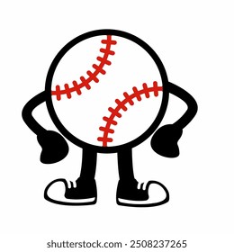 A dynamic "Baseball Ball Mascot Character 10" in cartoon vector style, ideal for sports branding, team logos, and promotions, adding a fun and spirited touch to any design.