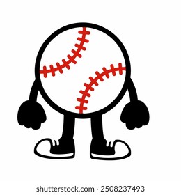 A dynamic "Baseball Ball Mascot Character 13" in cartoon vector style, ideal for sports branding, team logos, and promotions, adding a fun and spirited touch to any design.
