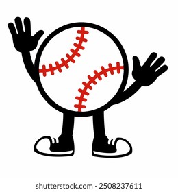 A dynamic "Baseball Ball Mascot Character 14" in cartoon vector style, ideal for sports branding, team logos, and promotions, adding a fun and spirited touch to any design.