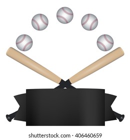 A dynamic baseball template with black banner, and crossed bats