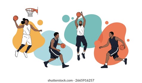 Ação Dinâmica de Basquete Capturando Competição Intensa e Atletismo na Quadra Durante um Jogo