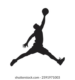 Dynamic Basketball Dunk Vector - Athlete Silhouette Clipart