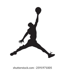 Dynamic Basketball Dunk Vector - Athlete Silhouette Clipart