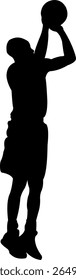Dynamic basketball player silhouette shooting the ball mid-air