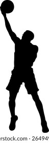 Dynamic basketball player silhouette shooting the ball mid-air