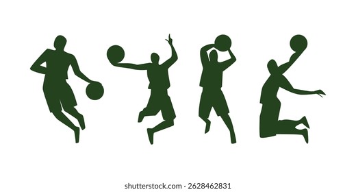 Dynamic basketball player silhouette vector showcasing sports action pose, ideal for team posters, athletic event designs, and fitness-related graphic projects