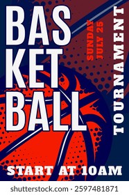 Dynamic Basketball Tournament Poster Design with Bold Typography and Vibrant Colors.