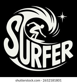 Dynamic beach-inspired surfer typography, tailored for summer fashion and lifestyle branding.