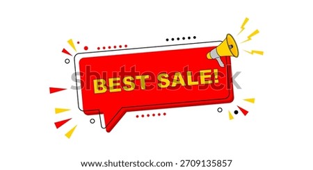 Dynamic 'Best Sale!' speech bubble with megaphone, a bold visual for advertising promotions, discounts, and limited-time offers