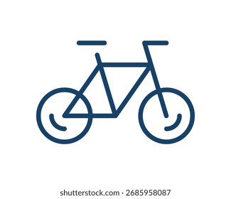 Dynamic bicycle line drawing with wheel motion marks, minimal outline style eco transport, healthy lifestyle sport and commuting symbol isolated on white background flat vector illustration.