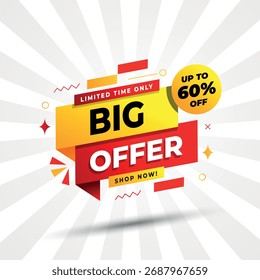 Tag dinâmica de desconto grande oferta para marketing online