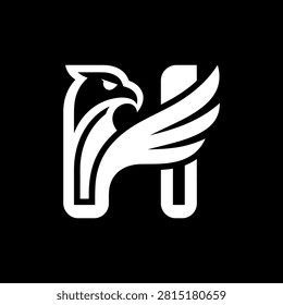 Dynamic bird emblem merging typography and predatory avian imagery.