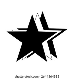 Dynamic black abstract star with multiple overlapping sharp elements. Modern bold design with motion sense