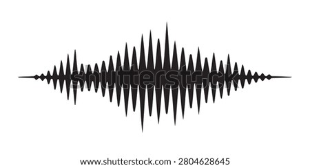 Dynamic black audio wave visualizer showing frequency amplitude patterns isolated on transparent background.