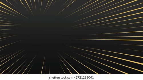 Fondo negro dinámico con líneas doradas que irradian hacia afuera desde un punto central, lo que sugiere movimiento, velocidad y energía para varios proyectos de diseño.