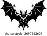Dynamic Black Bat Silhouette: Stylized Gothic Art for Halloween Decorations and Designs
