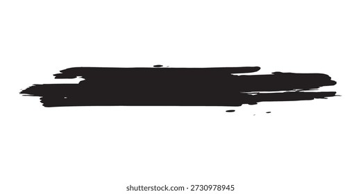 A dynamic black brush stroke, characterized by its bold and artistic paint smear effect, stands out against a clean background, embodying raw artistic expression and a sense of movement.