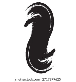 Un trazo de pincel negro dinámico que forma una forma abstracta, sugiriendo movimiento y energía.