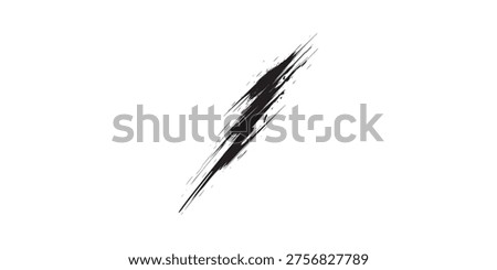 A dynamic black brush stroke on a white background, conveying a sense of raw energy and swift motion.