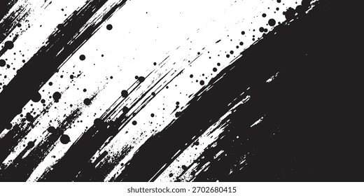 Pinceladas de tinta negra dinámica y salpicaduras de textura Abstractas Grunge