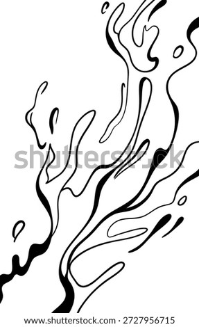 Dynamic black ink lines on a white background creating an abstract fluid pattern