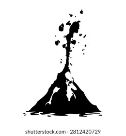 Dynamic black ink splash creating an abstract explosion effect on a clean white background, emphasizing movement and artistic expression.