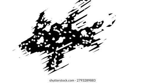 Dynamic black ink splash with energetic lines and splatters, creating an abstract artistic composition.