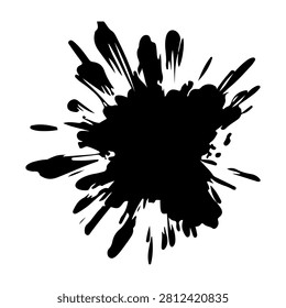 Dynamic black ink splash on white background creating an abstract artistic visual effect.