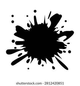 Dynamic black ink splash on white background creating an abstract artistic visual effect.