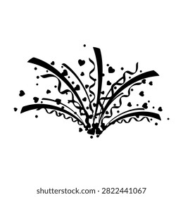 Dynamic black ink splash with splatters and flowing lines creating an abstract artistic design on a white background.