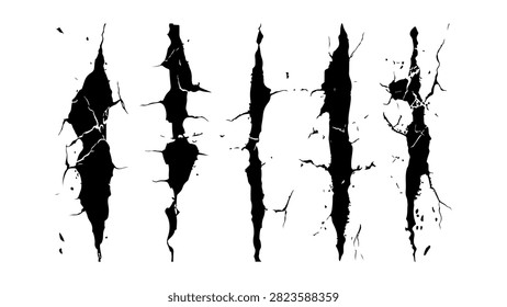 Dynamic black ink splash with vertical streaks creating an abstract artistic pattern on a white background.
