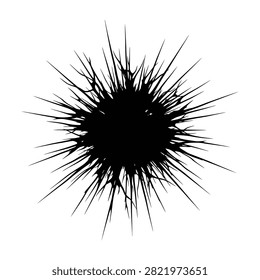 Dynamic black ink splatter bursts isolated on a clean white background. High contrast grunge texture suitable for abstract design elements, graphic overlays, and creative projects.