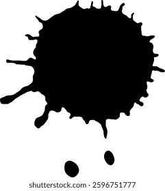 Dynamic black ink splatter illustration with bold, irregular edges. Perfect for creative projects needing a striking visual impact