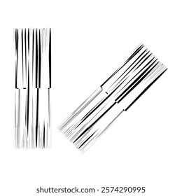 Dynamic black lines. Diagonal stripe shapes. Abstract vector texture. Irregular graphic pattern.