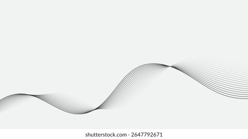Linhas pretas dinâmicas elegantemente onduladas contra um fundo cinza pálido, criando um visual moderno e fluente com um toque simples, mas sofisticado
