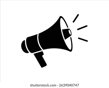 Dynamic Black Megaphone Icon with Sound Emission for Marketing and Alerts