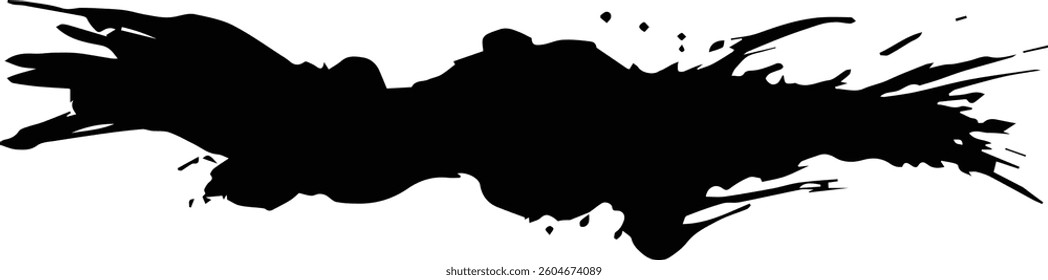 Dynamic Black Paint Brush Stroke with Artistic Flow - High-Resolution Vector