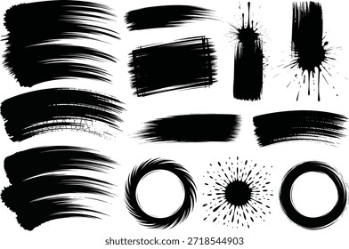 Juego dinámico de pinceladas negras y salpicaduras de tinta