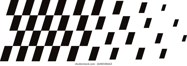 Vetor de bandeira de corrida preta dinâmica com efeito de movimento de velocidade no fundo branco. Ideal para design de esportes a motor, eventos de corrida e temas automotivos. Arte limpa, mínima e de alto impacto.