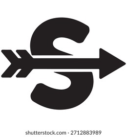Dynamic Black S Logo with Horizontal Arrow Symbol