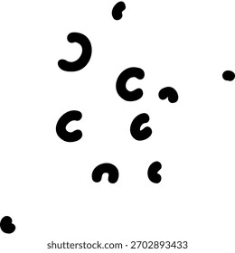 Dynamic black shapes scatter elegantly on a clean white background, perfect for contemporary design projects