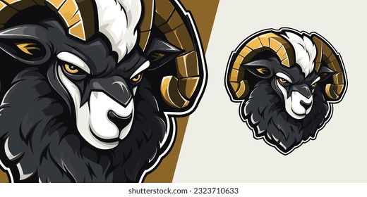 Logo-Maskottchen für dynamische Schwarze Schafe: Vektorgrafik für Sport- und E-Sport-Teams zum Aufspüren