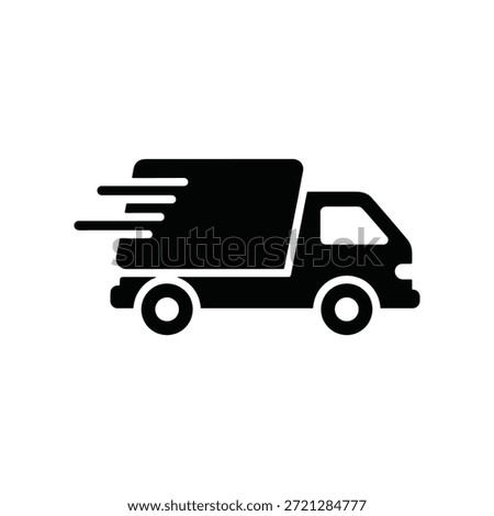 Dynamic black silhouette of a fast delivery truck in motion, symbolizing rapid and efficient shipping services for modern logistics and e-commerce