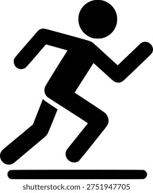 Dynamic black silhouette of a runner in full sprint on a track, conveying speed, motion, and success in a clean minimalist style.