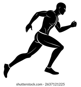 Dynamic black silhouette of a running athlete embodies the essence of speed and athletic fitness.